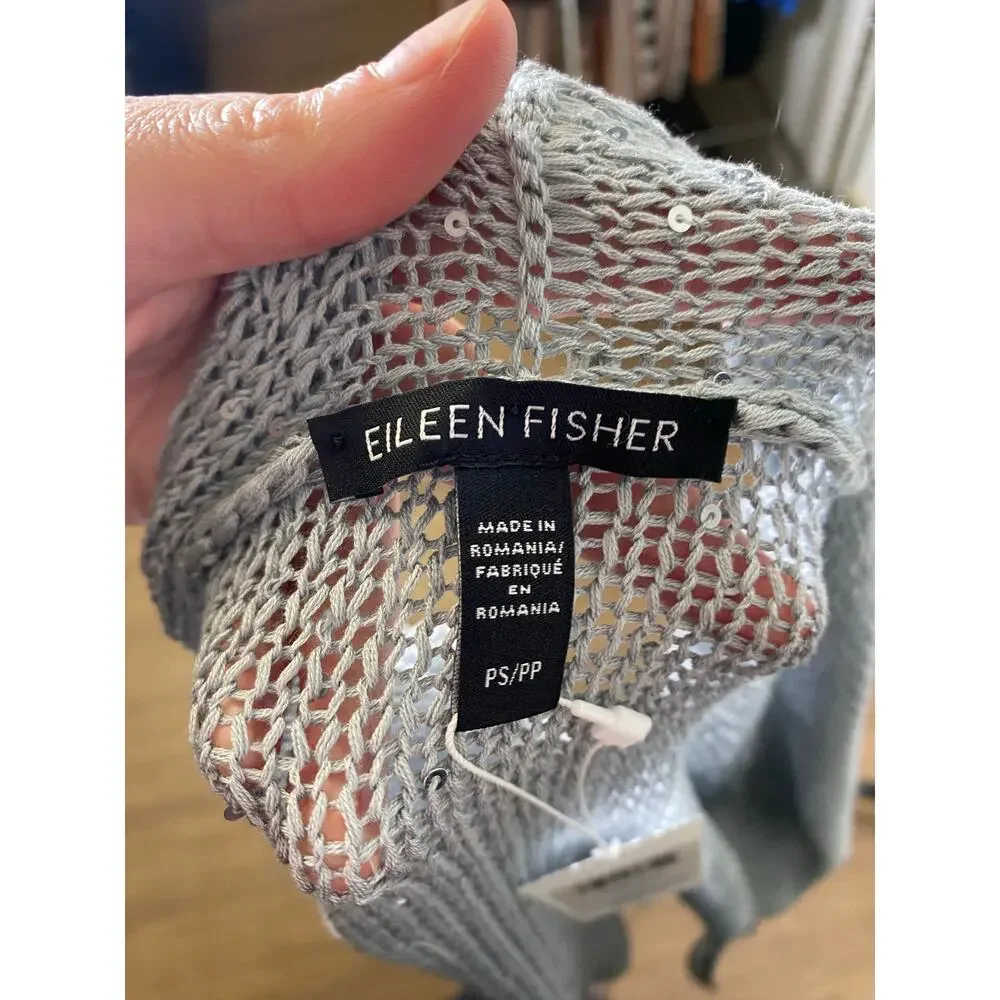 NWT Eileen Fisher Gray Cardigan With Sequins, Small. SAME DAY SHIPPING! - Picture 5 of 6
